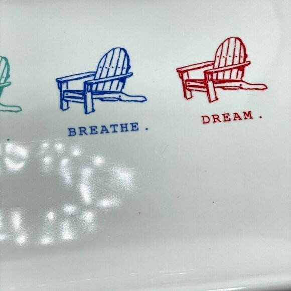 Rae Dunn Adirondack Chairs Sit Breathe Dream Relax Serving Platter Magenta 14" - Picture 4 of 6